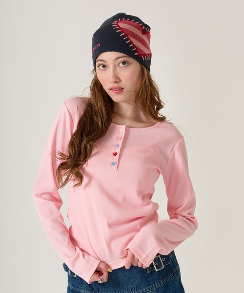 ステッチ入り オリジナル柄 ビーニー TINA：JOJUN（ニット