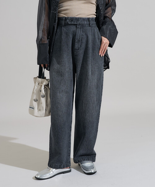 FREAK'S STORE（フリークスストア）の「スラックスデニムパンツ（デニムパンツ・レディース・ブルー/チャコール/ブラック/ネイビー・SMALL/MEDIUM）」の3枚目の写真