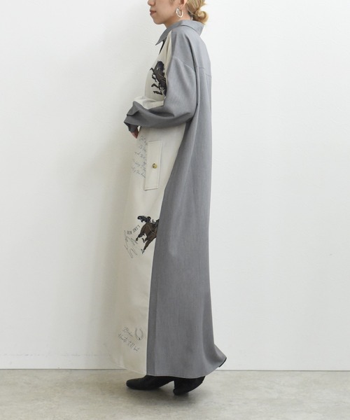 テキスト馬柄ptベルテッドシャツワンピース Eimee Law│Eimee