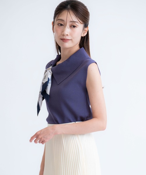 NOELA(ノエラ)の「スカーフ付きアシメカラーニット(ニット/セーター・レディース・ベージュ/ブラウン/ブルー・フリー)」の17枚目の写真