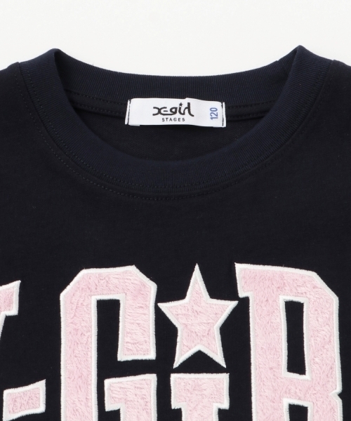 X-girl Stages（エックスガールステージス）の「【TBSドラマ フェイクマミー 着用アイテム】カレッジロゴ長袖Tシャツ（Tシャツ/カットソー・キッズ・ネイビー/グリーン・140cm/100cm/110cm/130cm/90cm/120cm）」の4枚目の写真