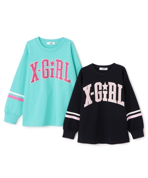 X-girl Stages（エックスガールステージス）の「【TBSドラマ フェイクマミー 着用アイテム】カレッジロゴ長袖Tシャツ（Tシャツ/カットソー・キッズ・ネイビー/グリーン・140cm/100cm/110cm/130cm/90cm/120cm）」の9枚目の写真