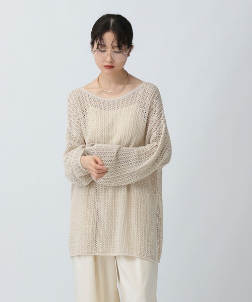 LEPSIM（レプシィム）の「7ゲージテープヤーン長袖プルオーバー　571366（ニット/セーター・レディース・ブラック/アイボリー/オレンジ/ブルー・FREE）」の6枚目の写真