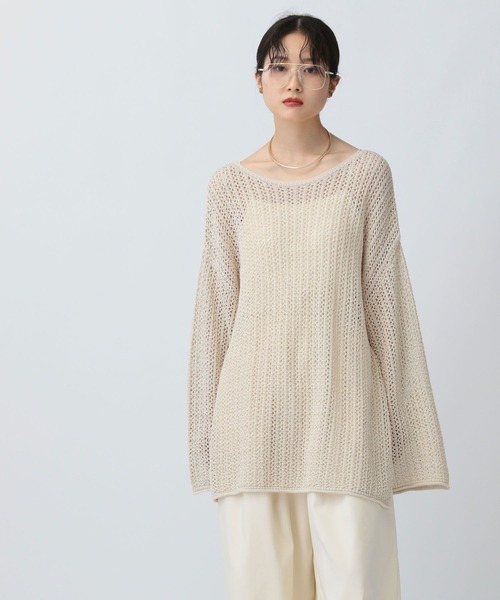 LEPSIM（レプシィム）の「7ゲージテープヤーン長袖プルオーバー　571366（ニット/セーター・レディース・ブラック/アイボリー/オレンジ/ブルー・FREE）」の7枚目の写真