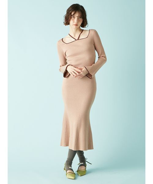 デコルテデザインラメニット2wayワンピース（ワンピース）｜LILY BROWN