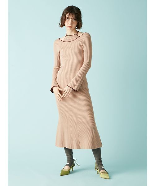 セール】デコルテデザインラメニット2wayワンピース（ワンピース