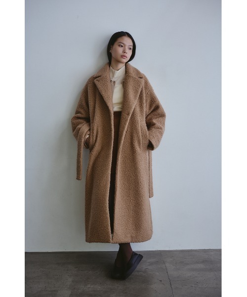 未使用タグ付き☆ セオリー　ウールベルト付きロングジャケット　ベージュ　4 XL niaulab TV by ZOZO紹介】ブークレーベルトロングコート（その他