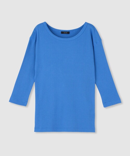 allureville(アルアバイル)の「テレコ3/4スリーブボートネックプルオーバー(Tシャツ/カットソー・レディース・オフホワイト/グレイッシュベージュ/ブルー/ダークブラウン・2)」の4枚目の写真