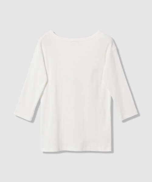 allureville(アルアバイル)の「テレコ3/4スリーブボートネックプルオーバー(Tシャツ/カットソー・レディース・オフホワイト/グレイッシュベージュ/ブルー/ダークブラウン・2)」の11枚目の写真