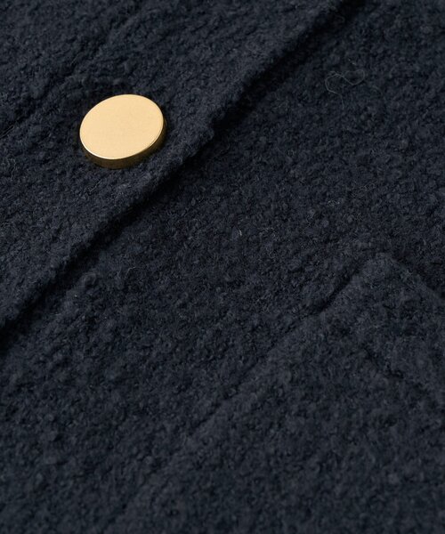 La boutique BonBon（ラブティックボンボン）の「【今すぐお届け！・程よいカジュアル感】ブークレ接結ニットジャケットカーディガン（ノーカラージャケット・レディース・ネイビー/ピンク/オフホワイト・FREE）」の12枚目の写真