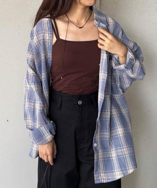 ISOOK（アイスー）の「【ISOOK / アイスー】チェックオーバーサイズシャツ / チェックシャツ メンズライク ビックサイズ ルーズ 長袖 グレー ベージュ ブルー 冷房対策 日差し対策 羽織り ZOZOTOWN限定（シャツ/ブラウス・レディース・チャコールグレー/ブルー/ベージュ・FREE）」の16枚目の写真