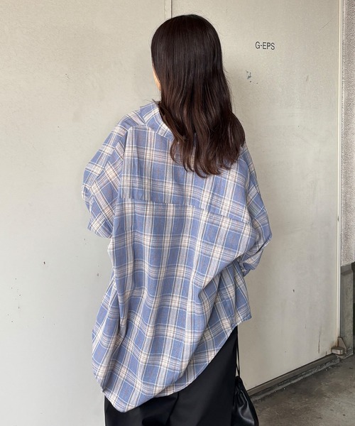 ISOOK（アイスー）の「【ISOOK / アイスー】チェックオーバーサイズシャツ / チェックシャツ メンズライク ビックサイズ ルーズ 長袖 グレー ベージュ ブルー 冷房対策 日差し対策 羽織り ZOZOTOWN限定（シャツ/ブラウス・レディース・チャコールグレー/ブルー/ベージュ・FREE）」の17枚目の写真