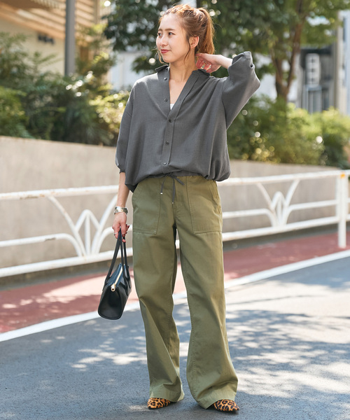 セール】《追加》ウールライクヘムギャザーシャツ（シャツ/ブラウス