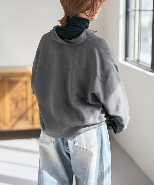 Spick & Span（スピックアンドスパン）の「《追加》ウールライクヘムギャザーシャツ（シャツ/ブラウス・レディース・グレー/ネイビー/モカ・FREE）」の9枚目の写真