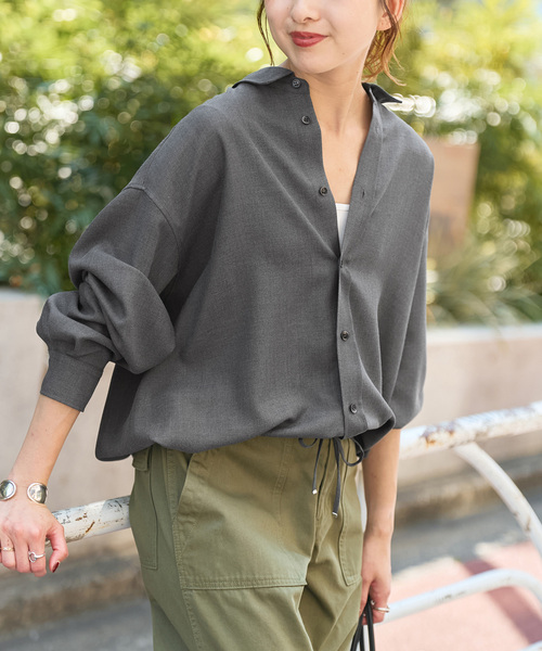 Spick & Span（スピックアンドスパン）の「《追加》ウールライクヘムギャザーシャツ（シャツ/ブラウス・レディース・グレー/ネイビー/モカ・FREE）」の14枚目の写真