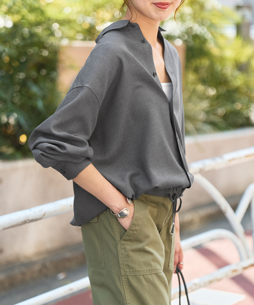 Spick & Span（スピックアンドスパン）の「《追加》ウールライクヘムギャザーシャツ（シャツ/ブラウス・レディース・グレー/ネイビー/モカ・FREE）」の15枚目の写真