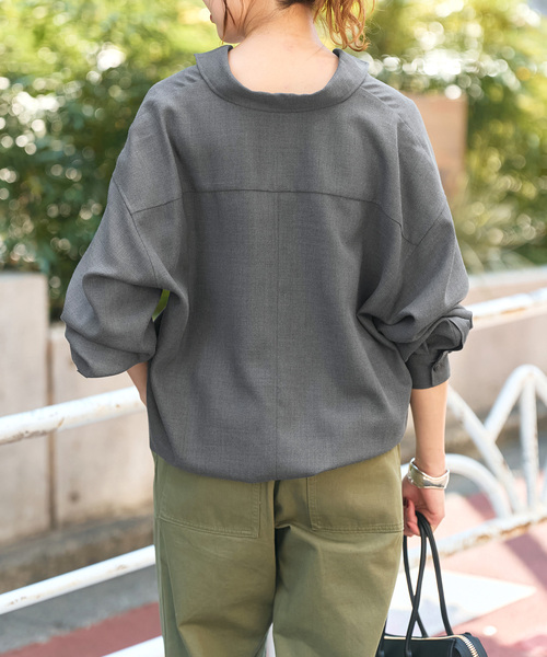 Spick & Span（スピックアンドスパン）の「《追加》ウールライクヘムギャザーシャツ（シャツ/ブラウス・レディース・グレー/ネイビー/モカ・FREE）」の16枚目の写真