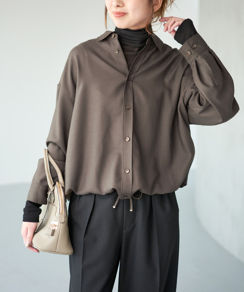 Spick & Span（スピックアンドスパン）の「《追加》ウールライクヘムギャザーシャツ（シャツ/ブラウス・レディース・グレー/ネイビー/モカ・FREE）」の19枚目の写真