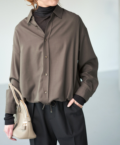 Spick & Span（スピックアンドスパン）の「《追加》ウールライクヘムギャザーシャツ（シャツ/ブラウス・レディース・グレー/ネイビー/モカ・FREE）」の20枚目の写真