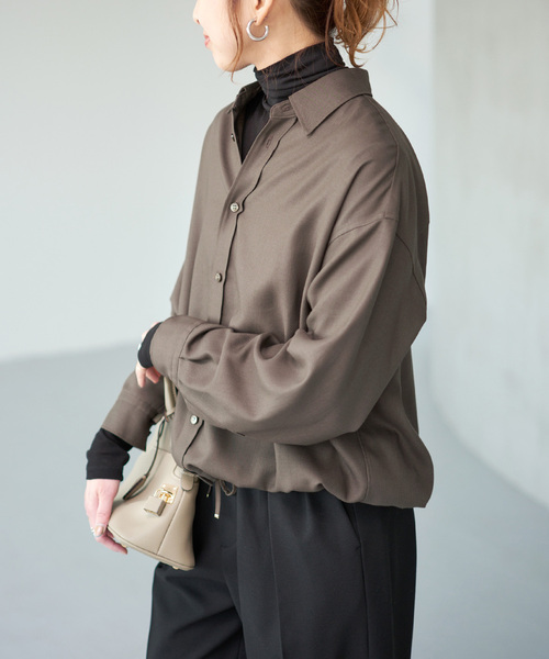 Spick & Span（スピックアンドスパン）の「《追加》ウールライクヘムギャザーシャツ（シャツ/ブラウス・レディース・グレー/ネイビー/モカ・FREE）」の21枚目の写真