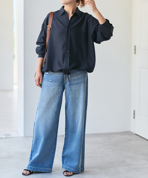 セール】《追加》ウールライクヘムギャザーシャツ（シャツ/ブラウス