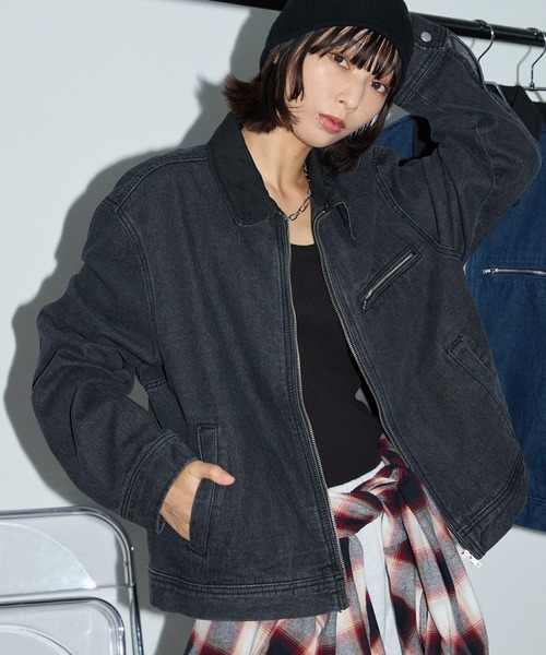 セール】ヴィンテージ加工バイカラーデトロイトデニムジャケット