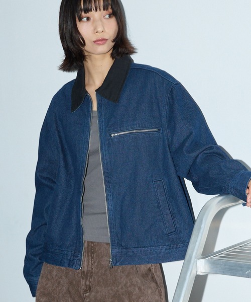 セール】ヴィンテージ加工バイカラーデトロイトデニムジャケット