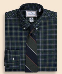 ラグジュアリー　ブラッシュドコットン　チェック　ドレスシャツ　Regular Fit