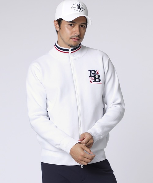 Psycho Bunny（サイコバニー）の「[GOLF]ゴルフクラブ フルジップニットカーディガン（ニット/セーター・メンズ・ブラック/ホワイト/ネイビー・MEDIUM/LARGE/X-LARGE）」の2枚目の写真