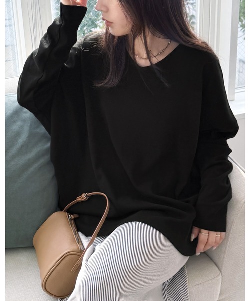 reca（レカ）の「ドルマンスリーブＶネックＴシャツ（Tシャツ/カットソー・レディース・ブラック/オフホワイト/バーガンディー/チャコール・M/L）」の3枚目の写真