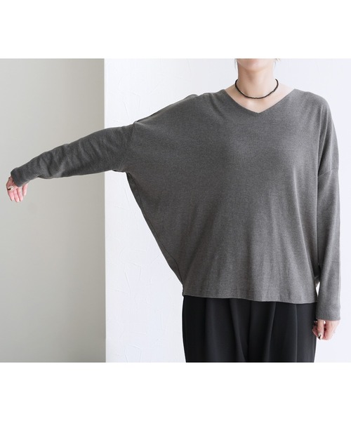 reca（レカ）の「ドルマンスリーブＶネックＴシャツ（Tシャツ/カットソー・レディース・ブラック/オフホワイト/バーガンディー/チャコール・M/L）」の5枚目の写真