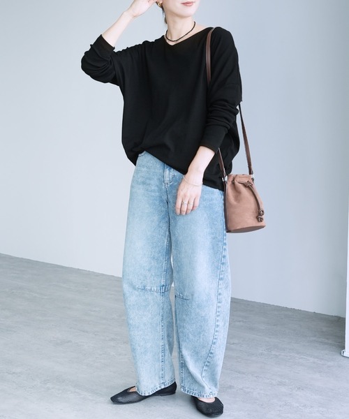 reca（レカ）の「ドルマンスリーブＶネックＴシャツ（Tシャツ/カットソー・レディース・ブラック/オフホワイト/バーガンディー/チャコール・M/L）」の13枚目の写真