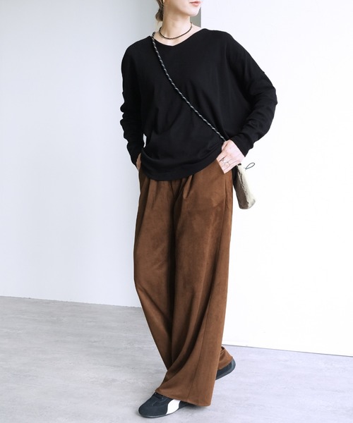 reca（レカ）の「ドルマンスリーブＶネックＴシャツ（Tシャツ/カットソー・レディース・ブラック/オフホワイト/バーガンディー/チャコール・M/L）」の18枚目の写真