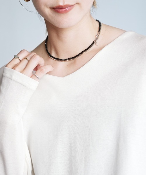 reca(レカ)の「ドルマンスリーブVネックTシャツ(Tシャツ/カットソー・レディース・ブラック/オフホワイト/バーガンディー/チャコール・M/L)」の19枚目の写真