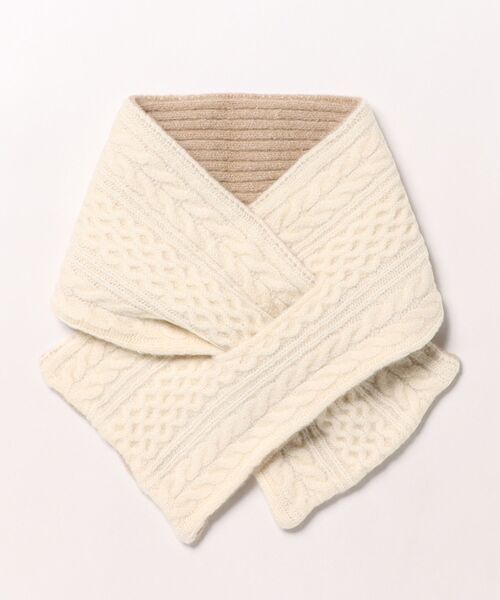 and it_（アンドイット）の「模様編み×リブさしこみニットマフラー（ベルト・レディース・チャコールグレー/アイボリー/ライトベージュ・FREE）」の2枚目の写真