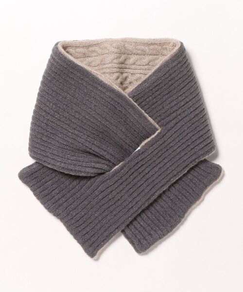 and it_（アンドイット）の「模様編み×リブさしこみニットマフラー（ベルト・レディース・チャコールグレー/アイボリー/ライトベージュ・FREE）」の6枚目の写真