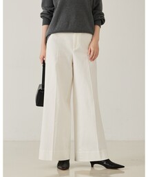 qualite | トラウザーストレッチデニム/秋服/冬服/ワイドデニム/ハイウエスト(デニムパンツ)