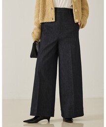 qualite | トラウザーストレッチデニム/秋服/冬服/ワイドデニム/ハイウエスト(デニムパンツ)