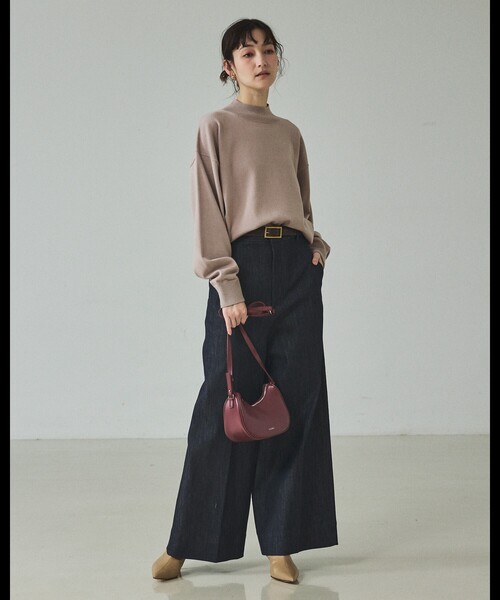 qualite(カリテ)の「トラウザーストレッチデニム/秋服/冬服/ワイドデニム/ハイウエスト(デニムパンツ・レディース・オフホワイト/ブルー・36/38)」の4枚目の写真