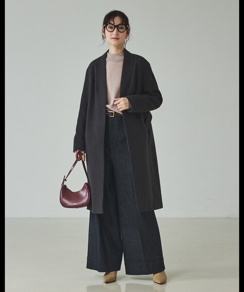 qualite(カリテ)の「トラウザーストレッチデニム/秋服/冬服/ワイドデニム/ハイウエスト(デニムパンツ・レディース・オフホワイト/ブルー・36/38)」の6枚目の写真