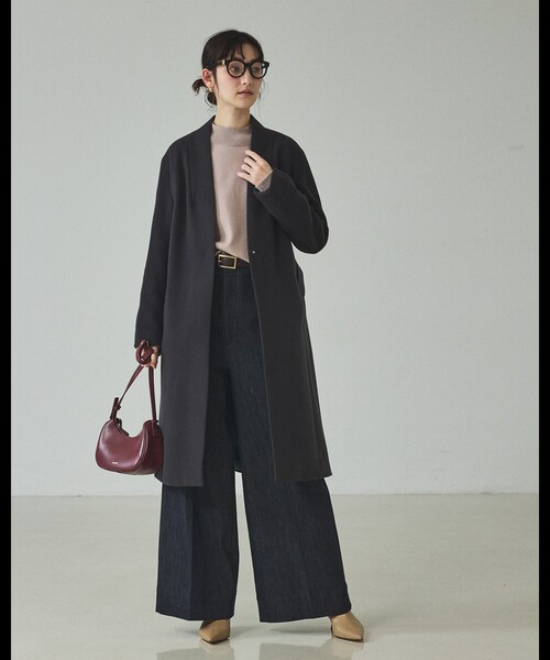 qualite(カリテ)の「トラウザーストレッチデニム/秋服/冬服/ワイドデニム/ハイウエスト(デニムパンツ・レディース・オフホワイト/ブルー・36/38)」の7枚目の写真