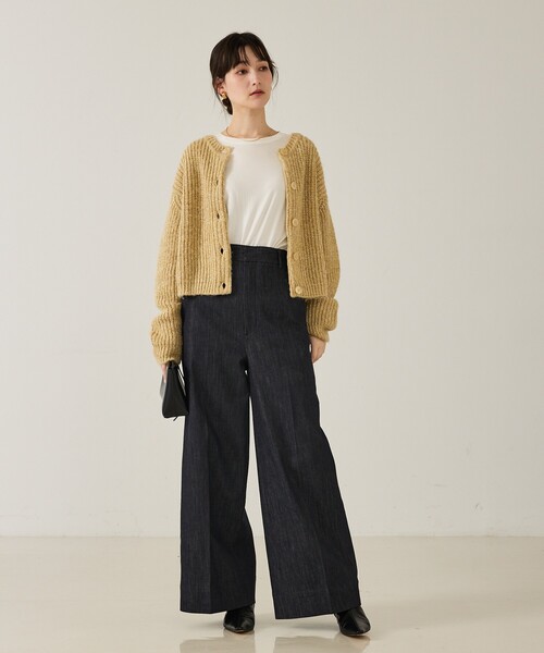 qualite(カリテ)の「トラウザーストレッチデニム/秋服/冬服/ワイドデニム/ハイウエスト(デニムパンツ・レディース・オフホワイト/ブルー・36/38)」の10枚目の写真