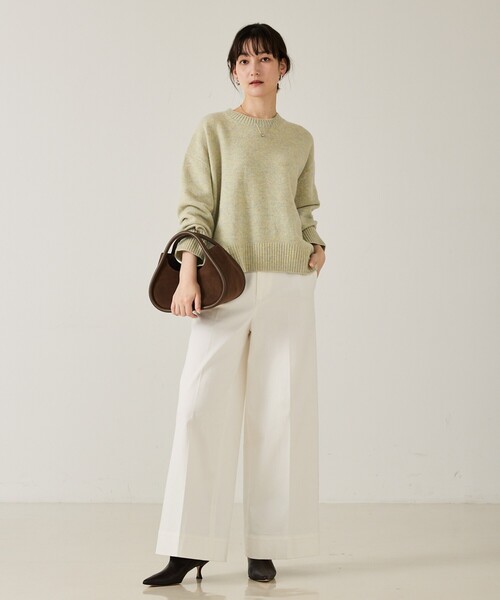 qualite(カリテ)の「トラウザーストレッチデニム/秋服/冬服/ワイドデニム/ハイウエスト(デニムパンツ・レディース・オフホワイト/ブルー・36/38)」の11枚目の写真