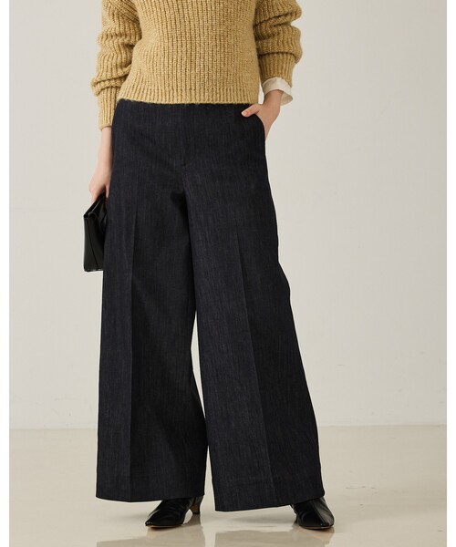 qualite(カリテ)の「トラウザーストレッチデニム/秋服/冬服/ワイドデニム/ハイウエスト(デニムパンツ・レディース・オフホワイト/ブルー・36/38)」の14枚目の写真