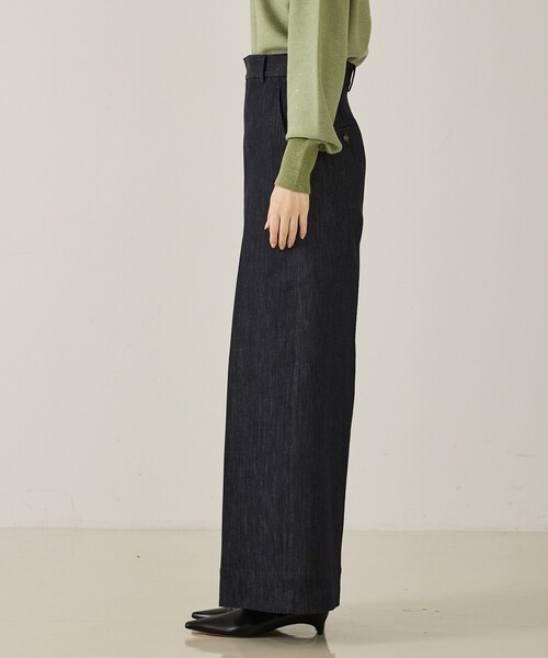 qualite(カリテ)の「トラウザーストレッチデニム/秋服/冬服/ワイドデニム/ハイウエスト(デニムパンツ・レディース・オフホワイト/ブルー・36/38)」の15枚目の写真