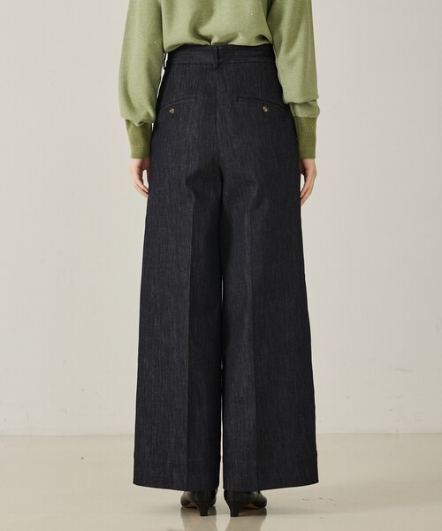 qualite(カリテ)の「トラウザーストレッチデニム/秋服/冬服/ワイドデニム/ハイウエスト(デニムパンツ・レディース・オフホワイト/ブルー・36/38)」の16枚目の写真