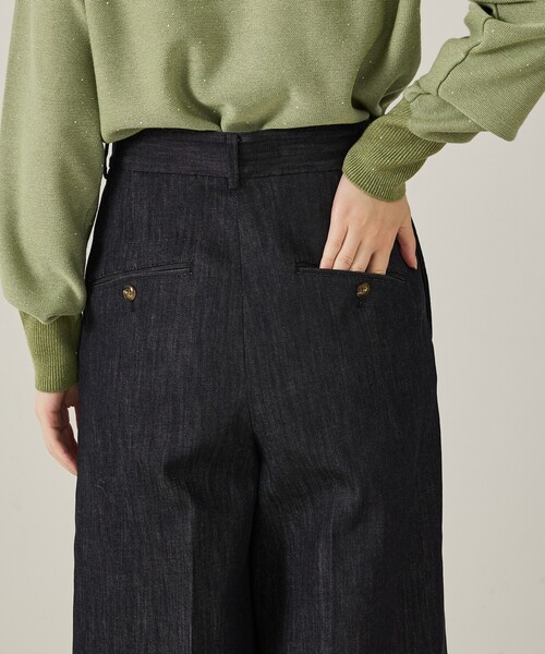 qualite(カリテ)の「トラウザーストレッチデニム/秋服/冬服/ワイドデニム/ハイウエスト(デニムパンツ・レディース・オフホワイト/ブルー・36/38)」の17枚目の写真