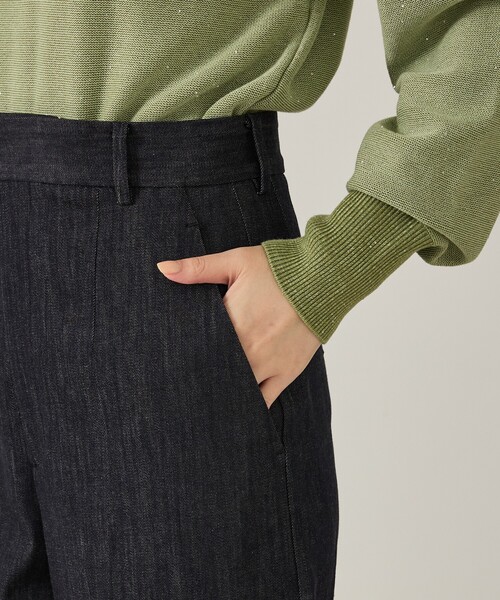 qualite(カリテ)の「トラウザーストレッチデニム/秋服/冬服/ワイドデニム/ハイウエスト(デニムパンツ・レディース・オフホワイト/ブルー・36/38)」の19枚目の写真