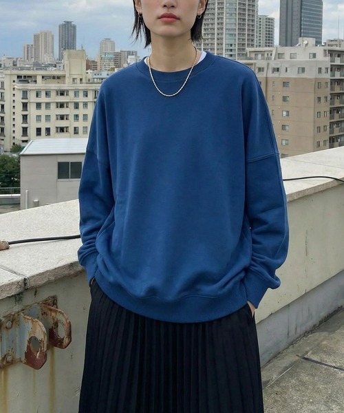 CROSS & STITCH(クロスステッチ)の「ダボっとリラックス感!【Cross&Stitch】レギュラーウェイト ビッグシルエット スウェットシャツ オーバーサイズ SB2280(スウェット・レディース・サンドベージュ/ダークブルー/ホワイト/ヘザーグレー/ダークグリーン/ブラック・M/L)」の6枚目の写真