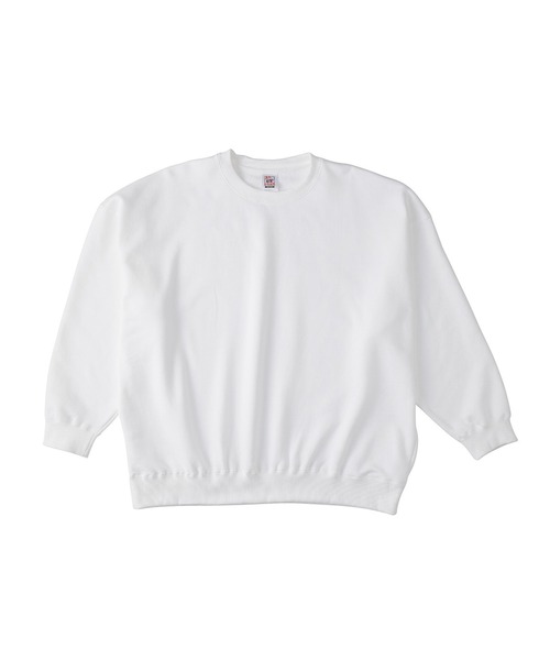 Sサイズ♬スウェット  ホワイト 長袖シャツ セール】【Cross＆Stitch】レギュラーウェイト ビッグシルエット